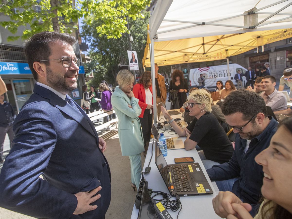 Foto: El presidente de la Generalitat, Pere Aragonès en un acto electoral (EFE).–