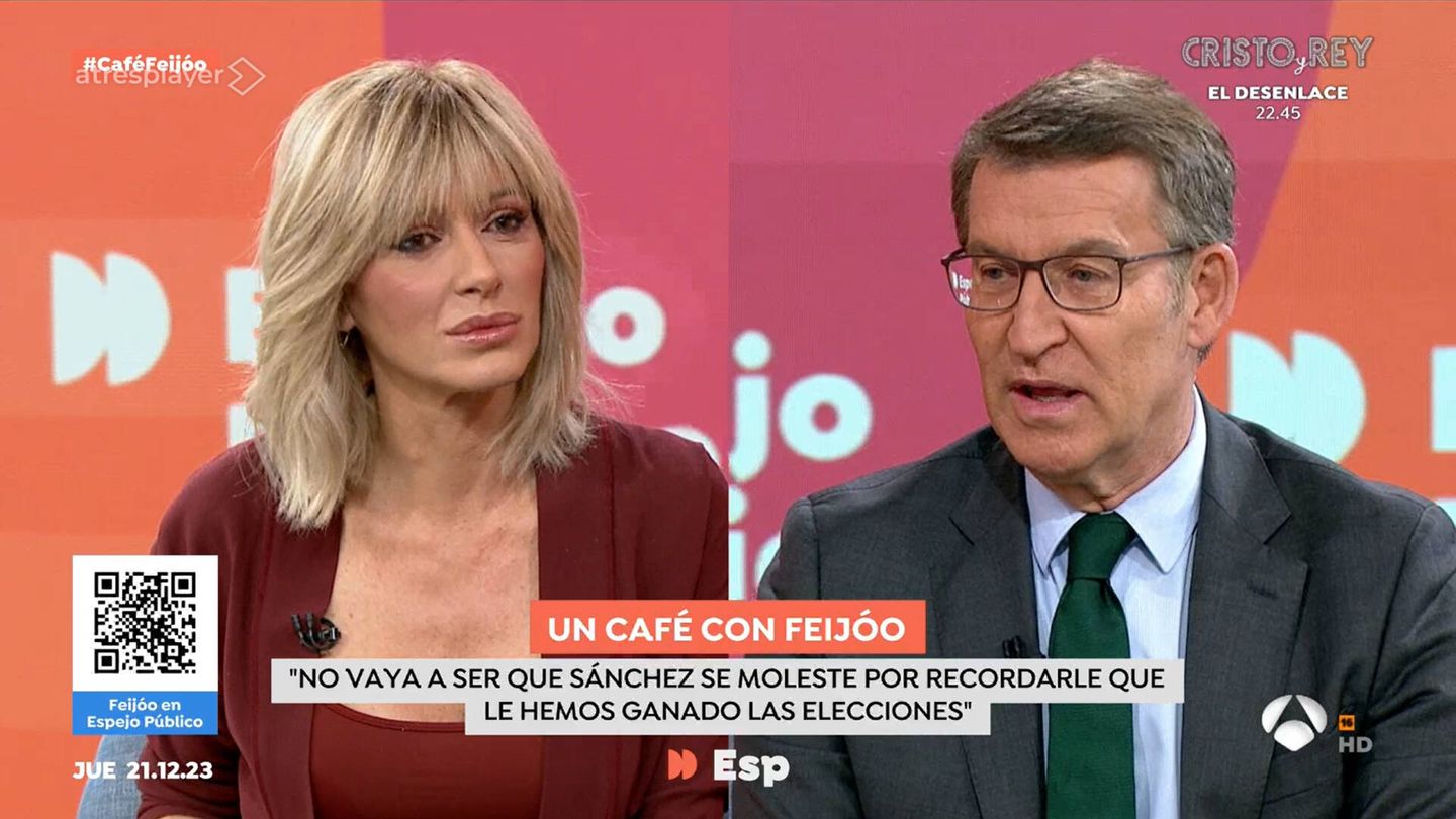 Susanna Griso y Feijóo, en 'Espejo público'. (Antena 3)