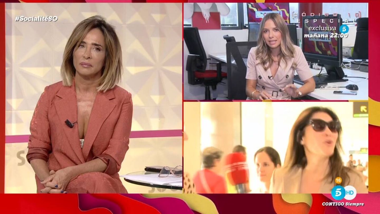 María Patiño junto a la periodista Laura Roigé en 'Socialité'. (Mediaset)