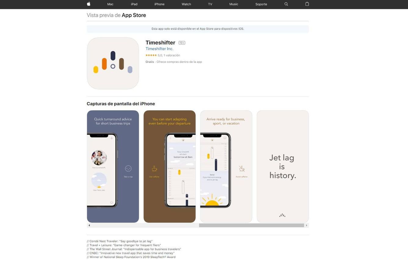 Vista previa de Timeshifter en la App Store de Apple 