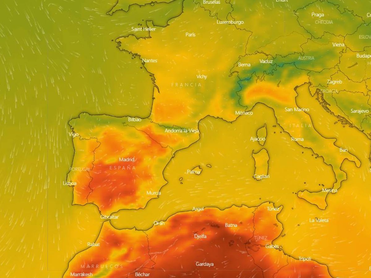 Foto: Así evolucionan las temperaturas en España. (Windy)