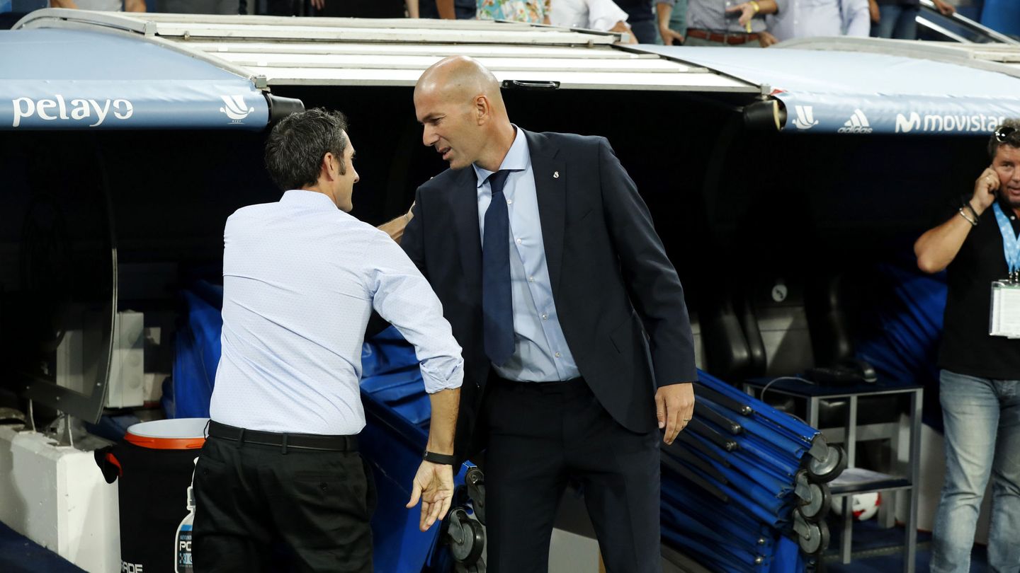 Valverde y Zidane, en el partido de vuelta de la Supercopa. (EFE)