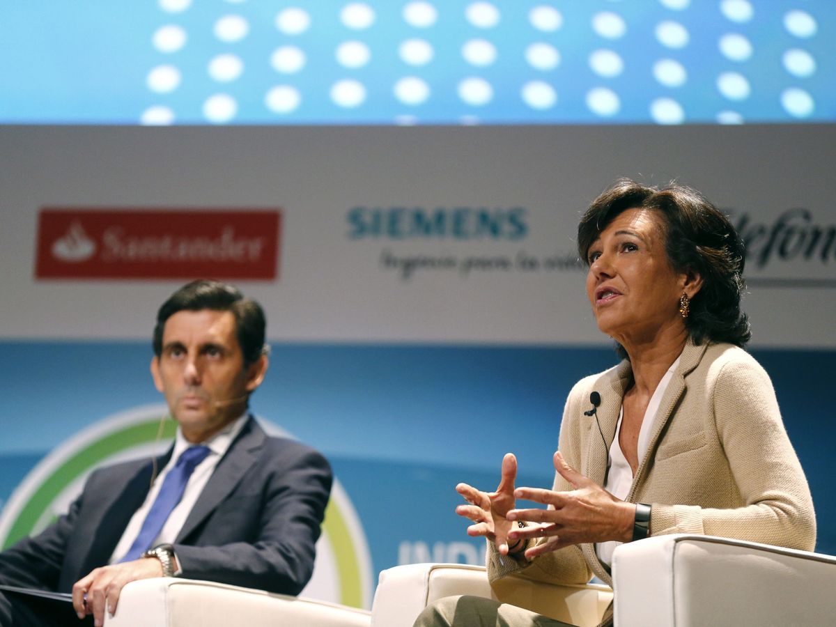 Foto: El presidente de Telefónica, José María Ávarez-Pallete (i), y la presidenta del Santander, Ana Botín (d). (EFE/J.P. Gandul)