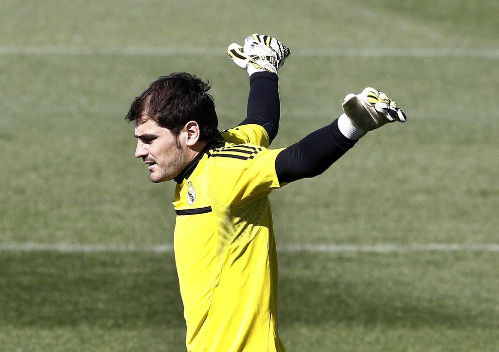 Foto: El internacional español Iker Casillas en un entrenamiento con el Real Madrid