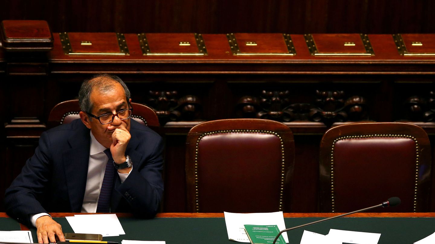 El ministro de Economía, Giovanni Tria, en el Parlamento, el pasado 6 de julio. (Reuters)