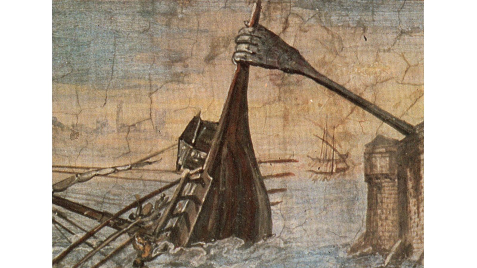 Una pintura de la Garra de Arquímedes por Giulio Parigi, conocida con el nombre de 