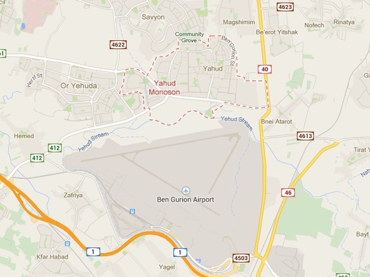 La localidad de Yehud, donde impactó el cohete, está a solo 2 kilómetros del aeropuerto