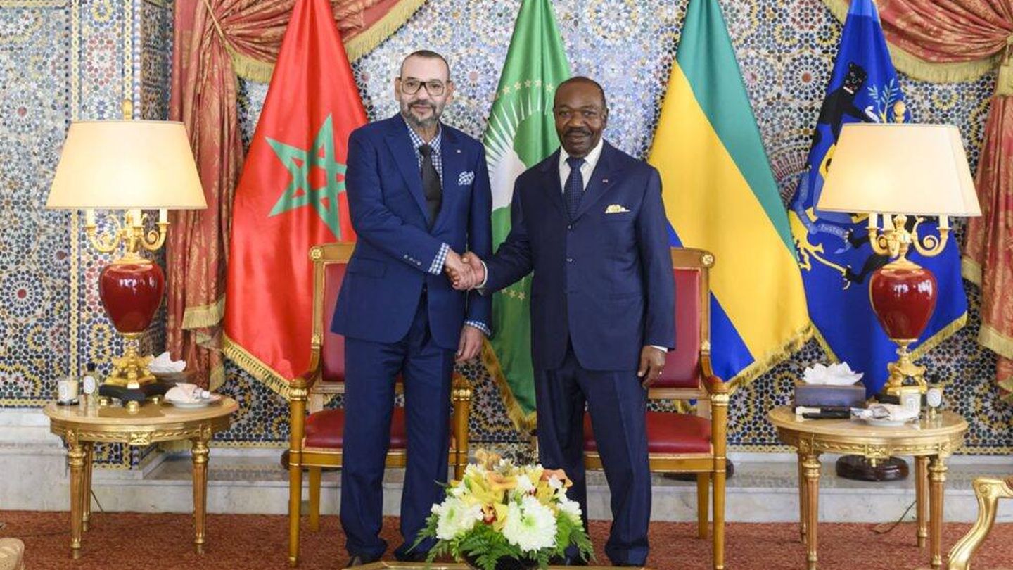 El rey Mohamed VI de Marruecos se reunió el 15 de febrero en Libreville con Ali Bongo, presidente de Gabón. (MAP)