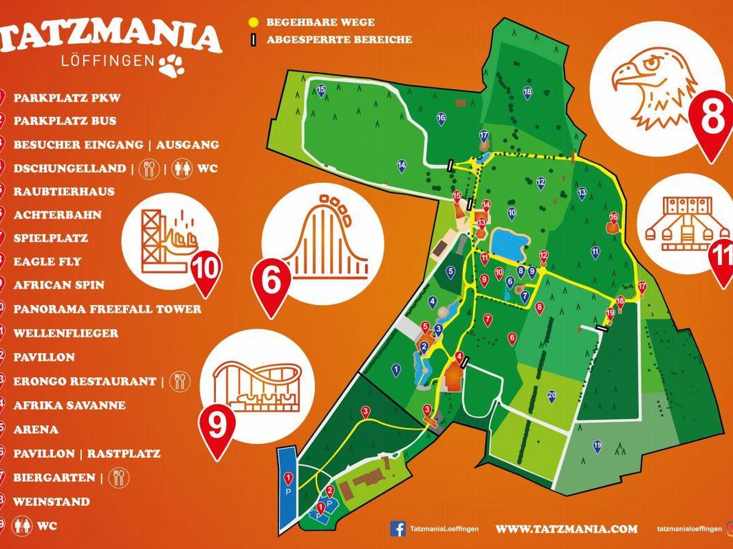 Plano del parque de atracciones de Tatzmania