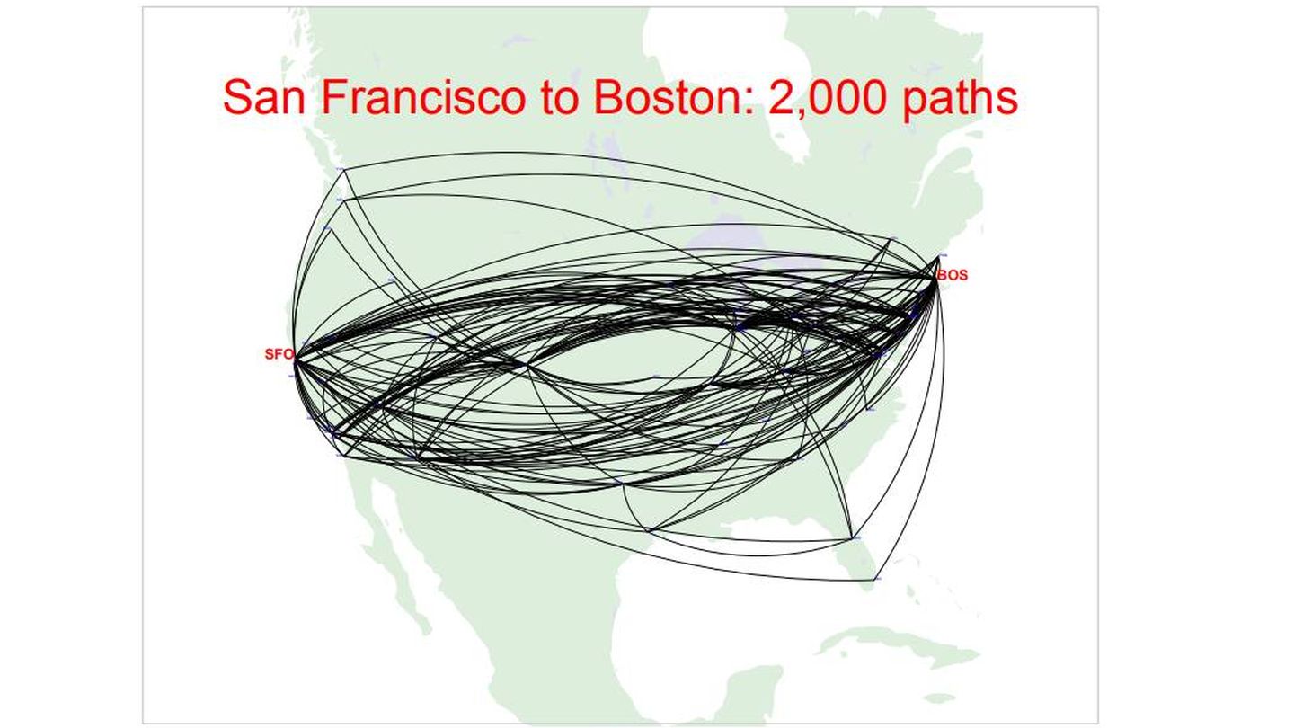 Las rutas y precios de los vuelos entre San Francisco y Boston. (Carl de Marken)