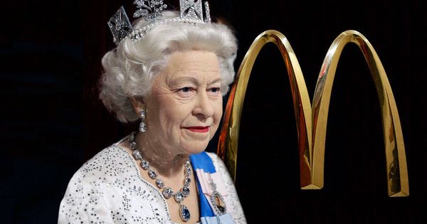Foto: Isabel II y el logo de McDonald's.