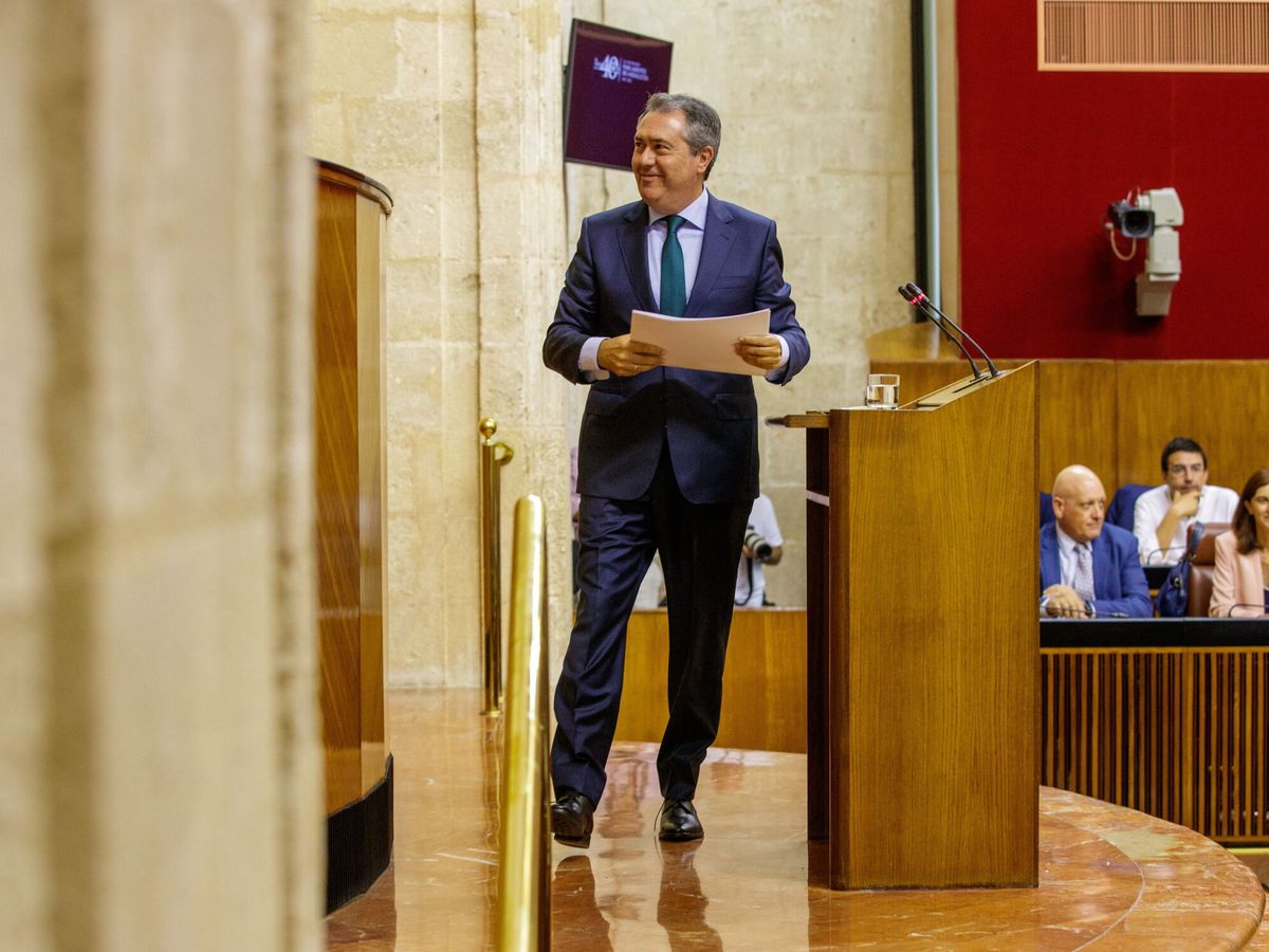 Foto: Juan Espadas, en el Parlamento andaluz. (EFE / Julio Muñoz)