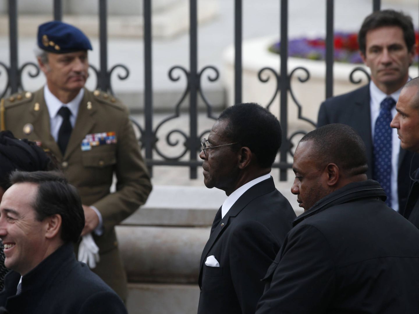 Teodoro Obiang, presidente de Guinea Ecuatorial, durante el funeral por Adolfo Suárez, en Madrid. (Reuters) 