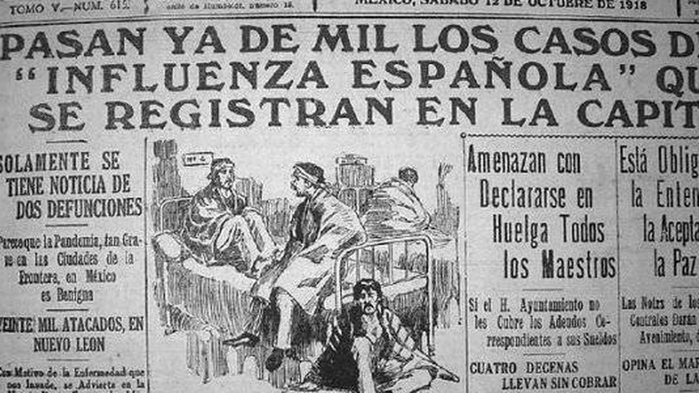Recorte de prensa de la época sobre la epidemia de gripe española.
