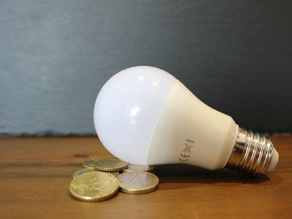 Foto: Bombilla junto a unas monedas asemejando el coste de la luz. (Pixabay)