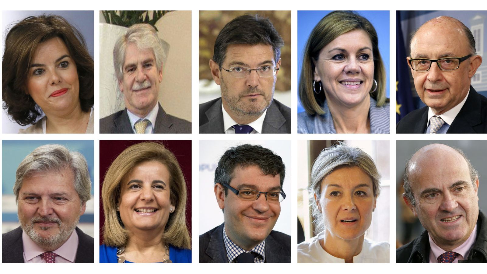 Foto: Combo del presidente del Gobierno, Mariano Rajoy, junto a sus ministros del nuevo Ejecutivo. (EFE)