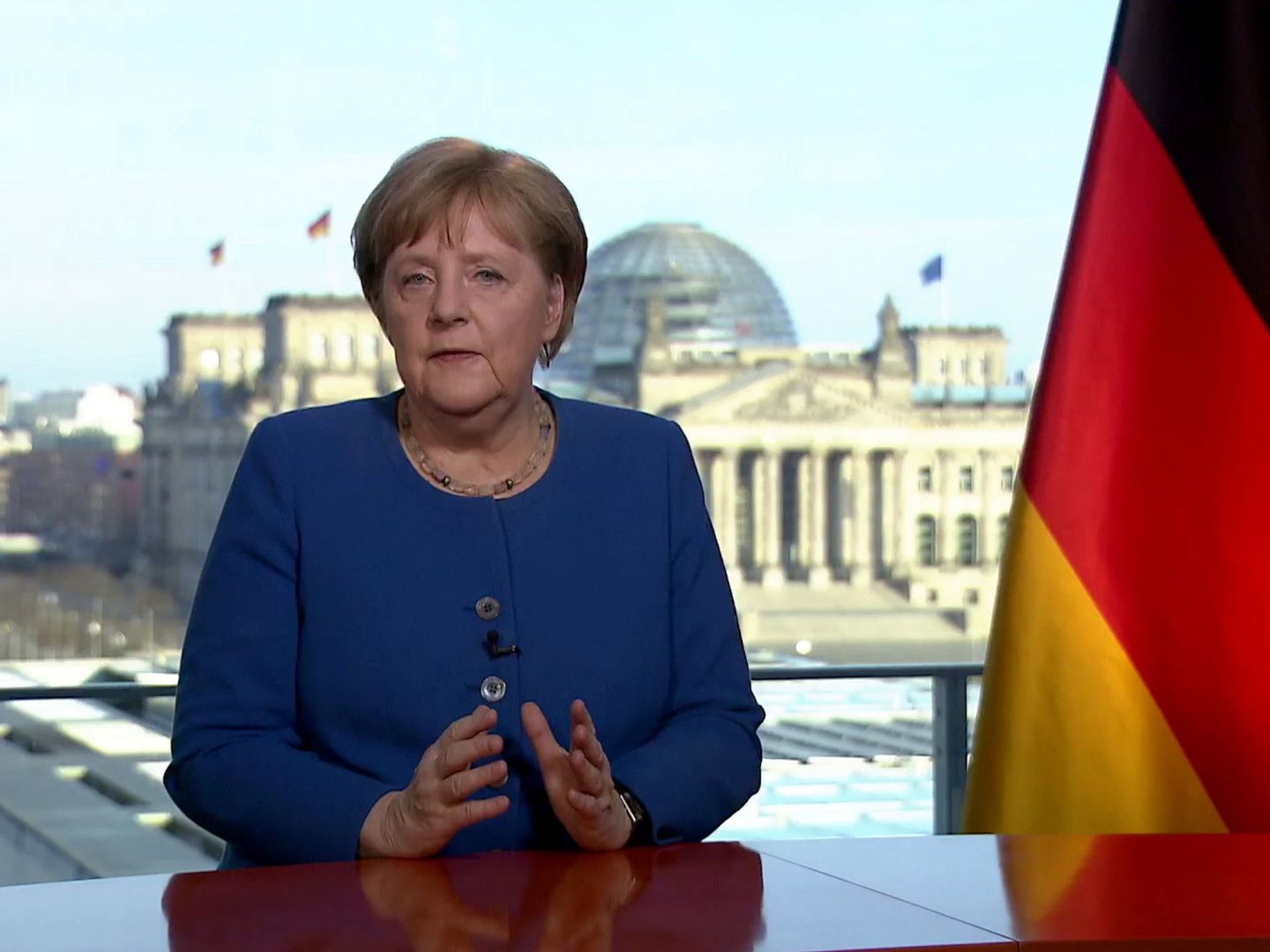Angela Merkel, canciller alemana, durante un discurso este miércoles. (EFE)