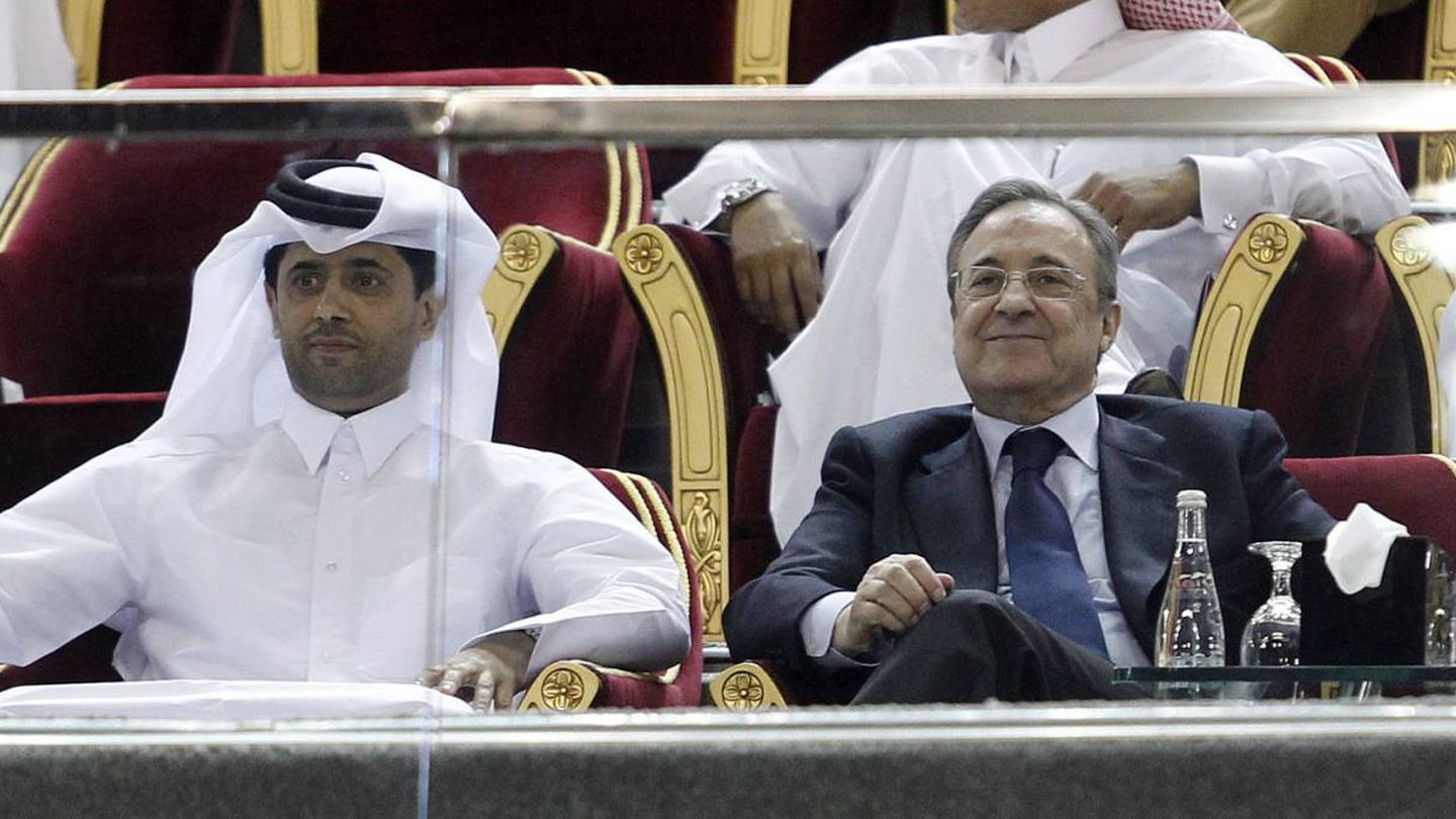 Nasser Al-Khelaïfi y Florentino Pérez, presidentes de PSG y Real Madrid, respectivamente. (EFE)