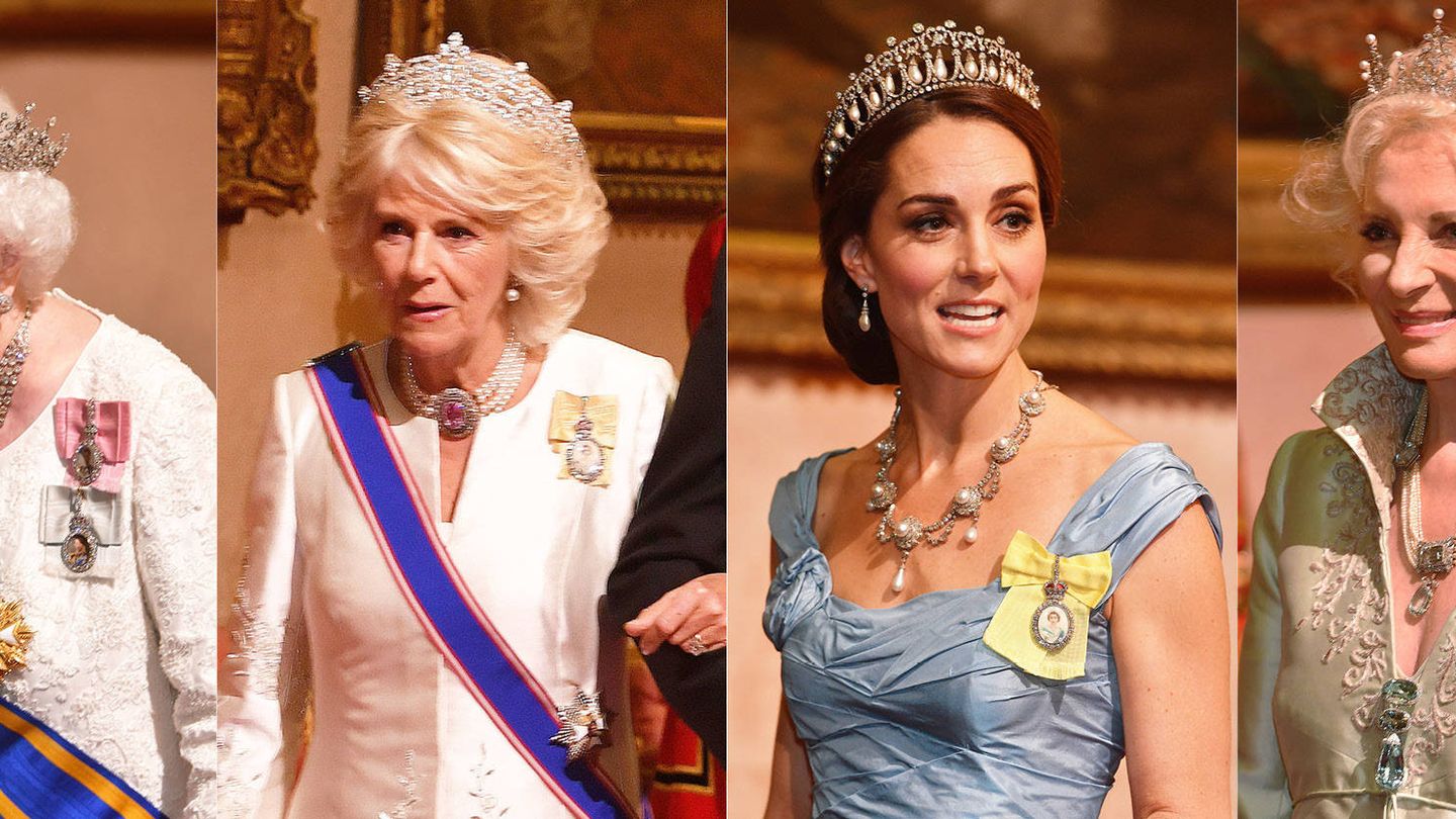  Isabel II, Camilla, Kate y la princesa Michael de Kent. (Getty)