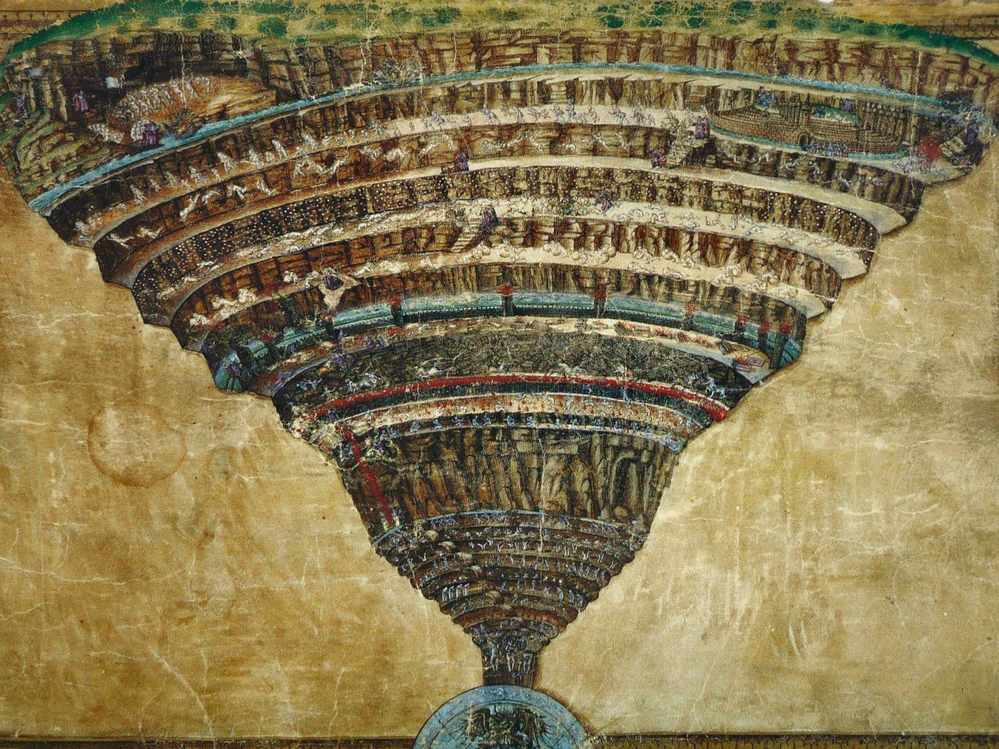 'El infierno (de la obra de Dante)', pintado por Sandro Botticelli. 1480-1495. Museos Vaticanos.