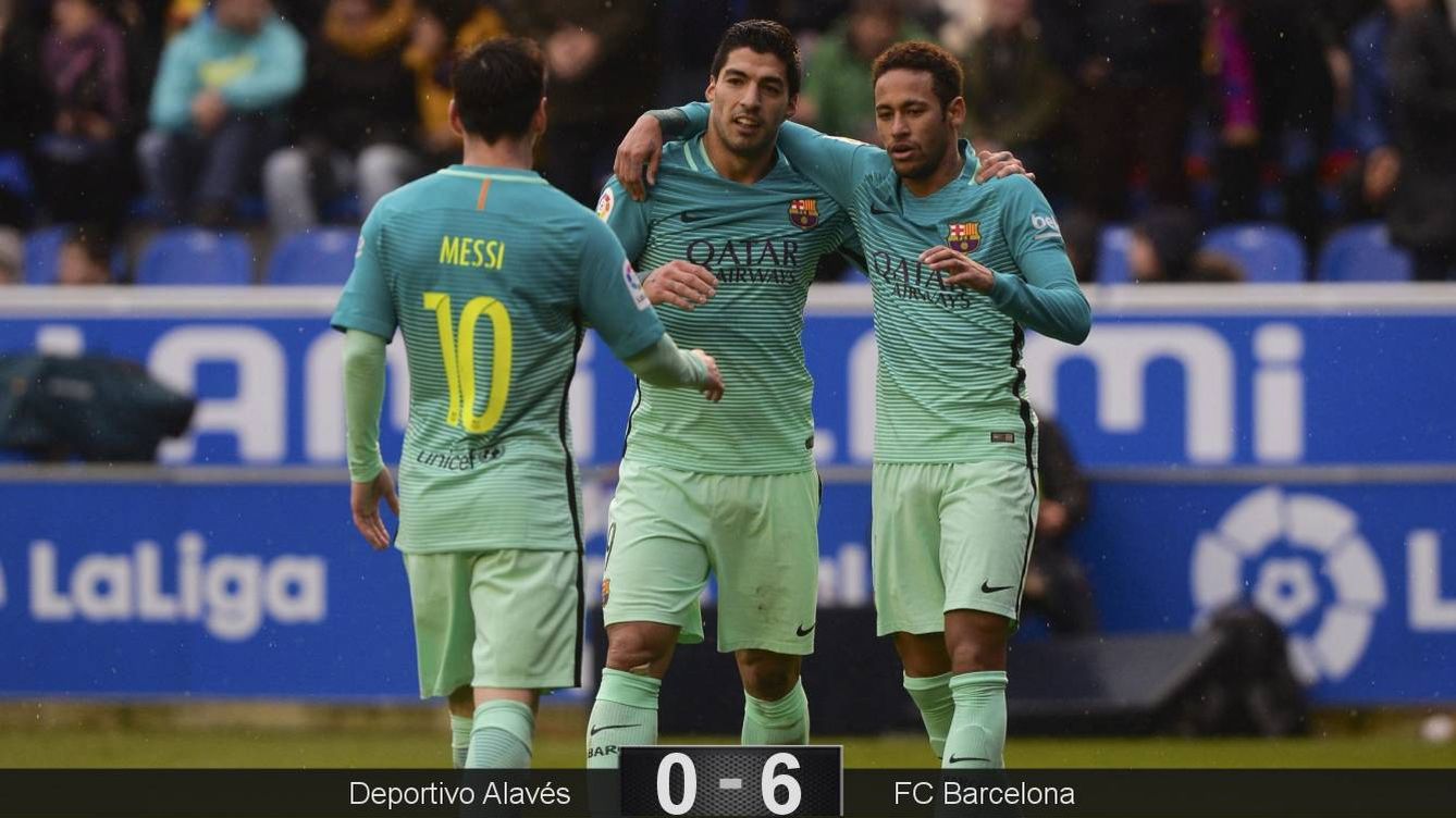 Foto: Suárez, Messi y Neymar marcaron en Medizorroza (Vincent West/Reuters)