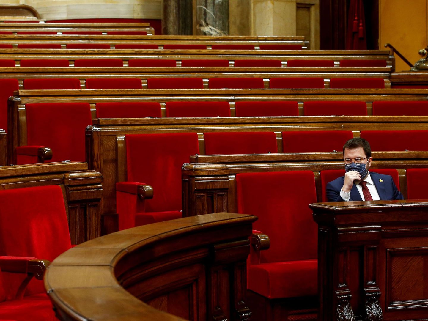 Pere Aragonès, en el Parlament. (EFE)