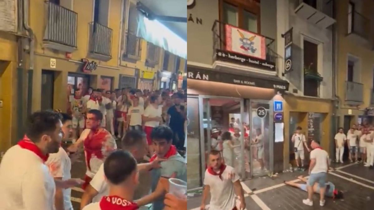 Botellazos y camisetas ensangrentadas: violenta pelea en Pamplona por San Fermín