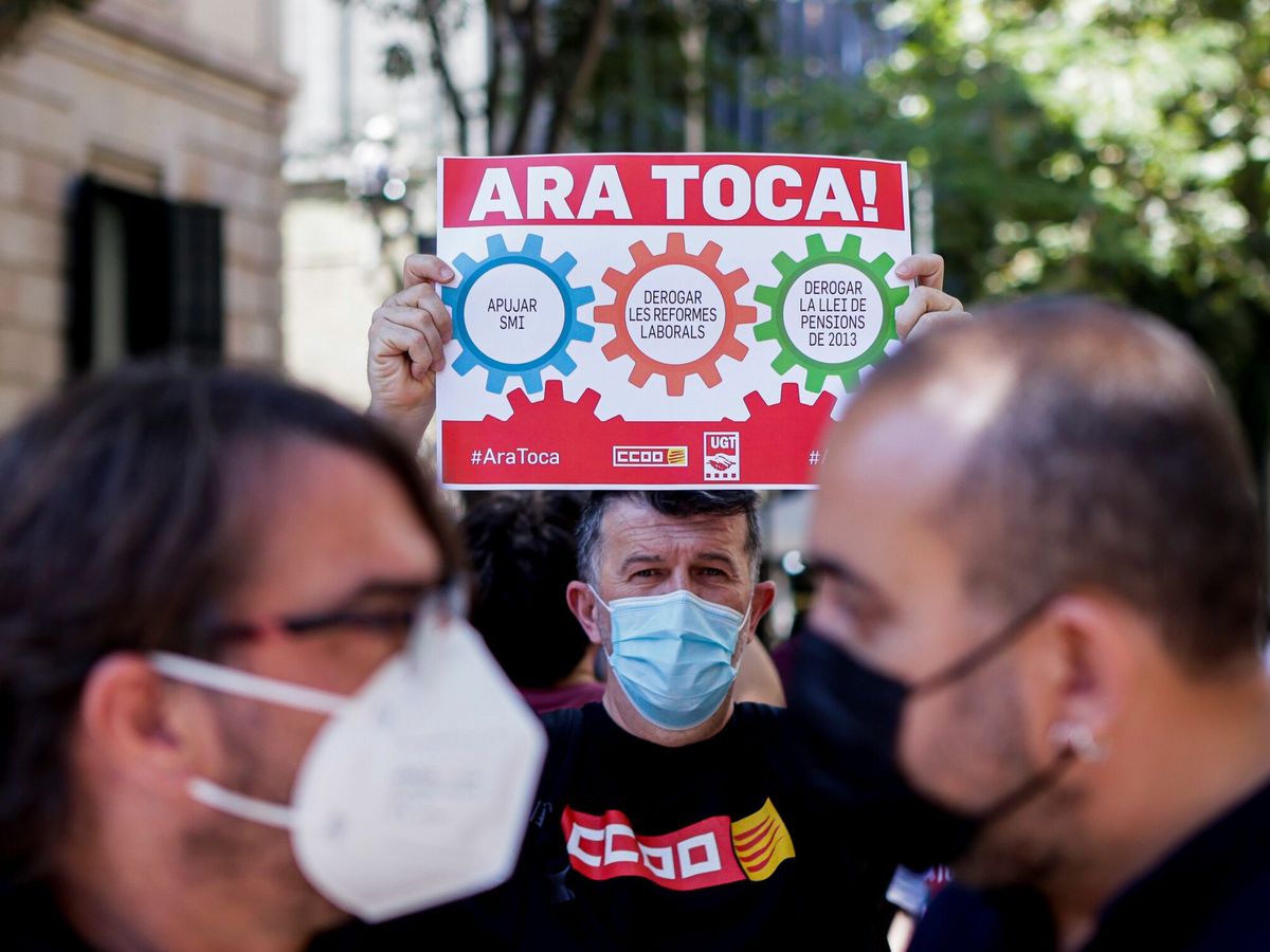Foto: Protesta de los sindicados en Barcelona para urgir mejoras laborales. (EFE)