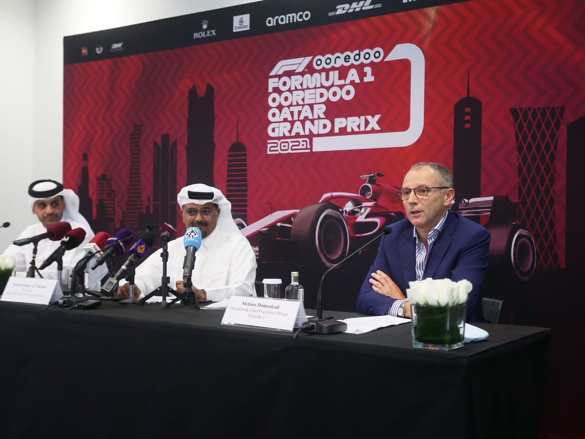 Foto: Mohammed bin Abdulla Al Thani, con  Stefano Domenicali en el anuncio del Gran premio de Qatar (Reuters)