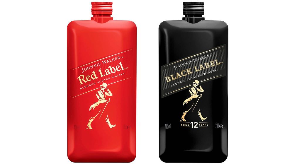 Foto: Johnnie Walker Pocket Scotch, una edición mini del whisky en sus versiones Red o Black Label.