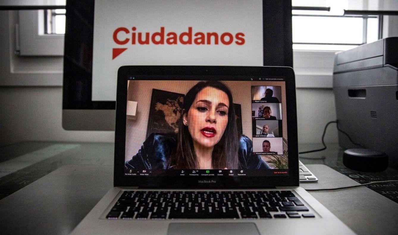 Inés Arrimadas preside de forma telemática la reunión del Comité Ejecutivo de Ciudadanos. (EFE)