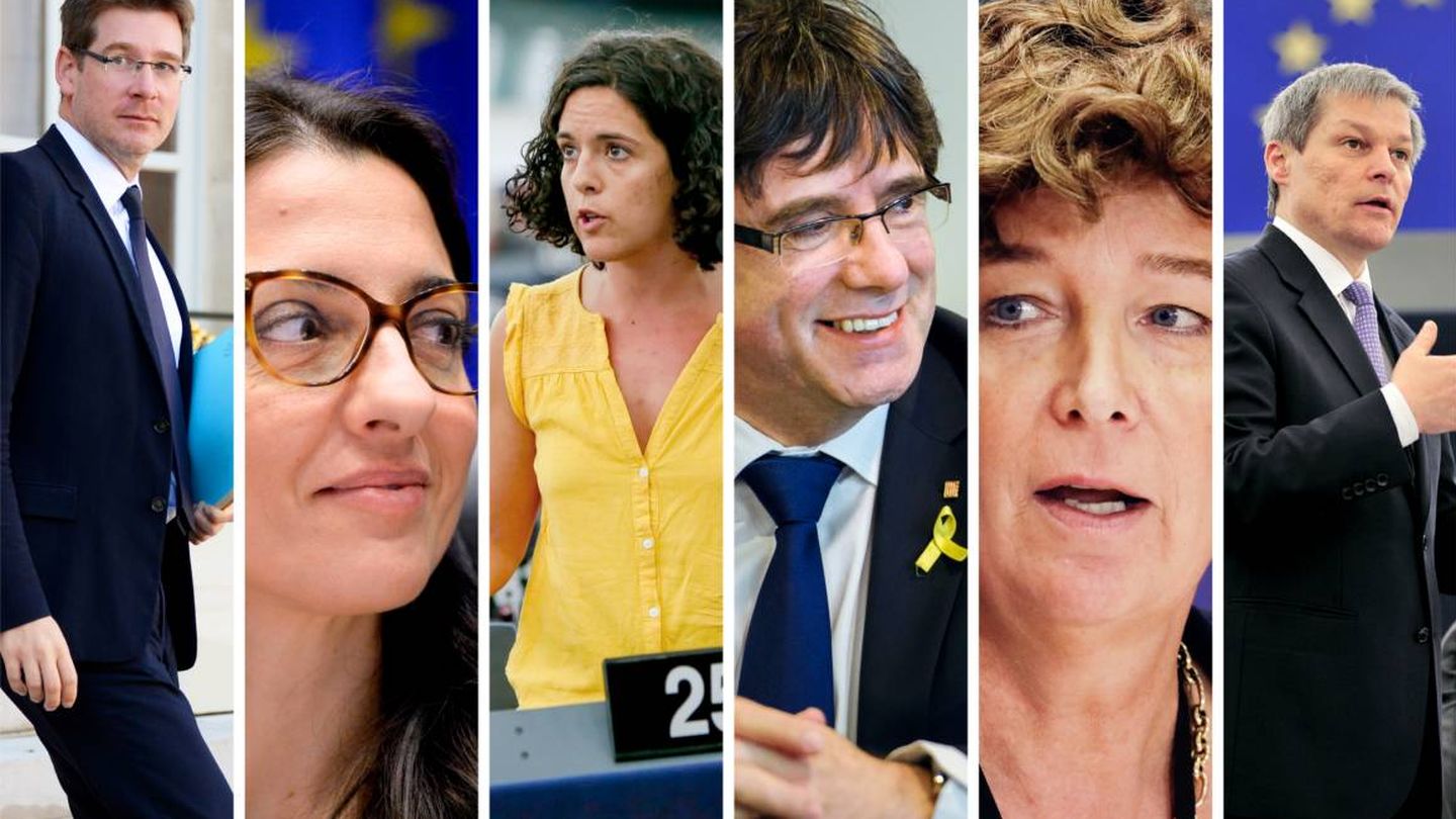 El montaje con el que Politico ilustra la noticia, con Puigdemont entre los eurodiputados protagonistas. (Politico)