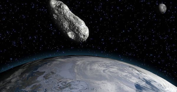 Foto: Reconstrucción de un asteroide pasando junto a la Tierra. (Science Photo)