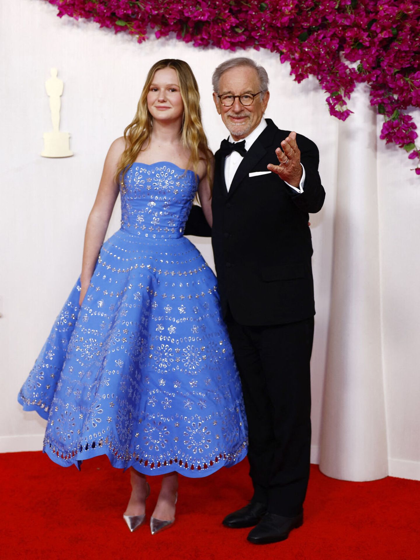 Steven Spielberg and his granddaughter pose on the red carpet during the Oscars arrivals at the 96th Academy Awards in Hollywood, Los Angeles, California, U.S., March 10, 2024. REUTERS Sarah Meyssonnier