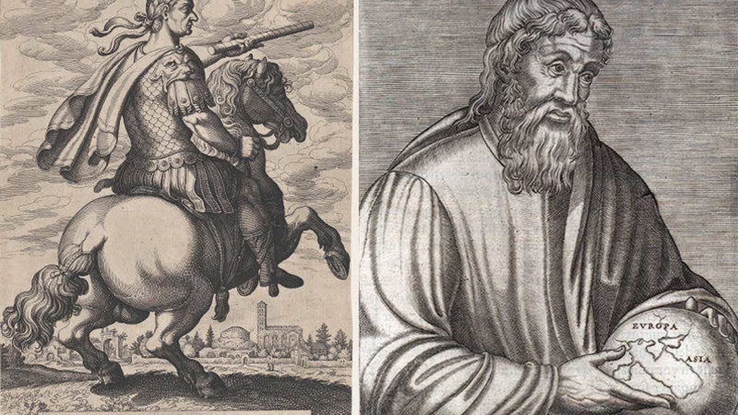 Representaciones de Julio César (izquierda) y Estrabón (derecha). (Creative Commons)