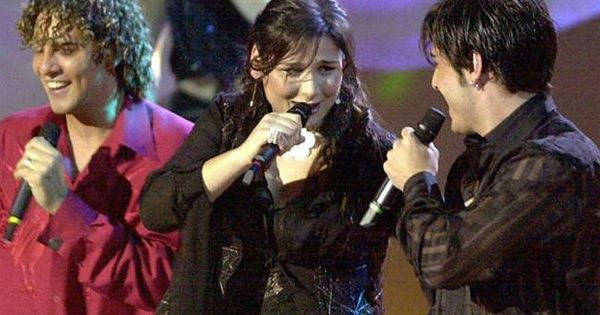 Foto: David Bisbal, Rosa López y David Bustamente en Eurovisión.