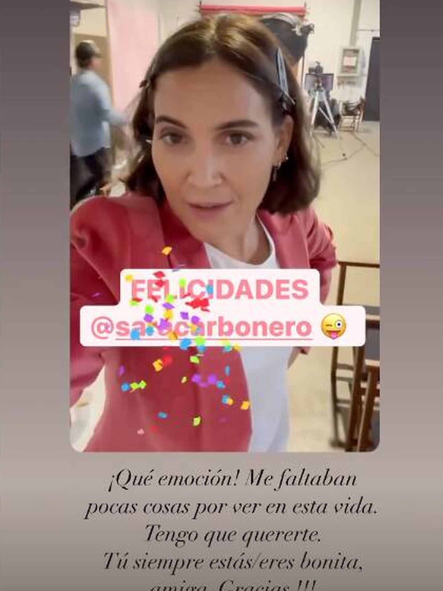 La felicitación a Sara de Boticaria García. (Instagram @saracarbonero)