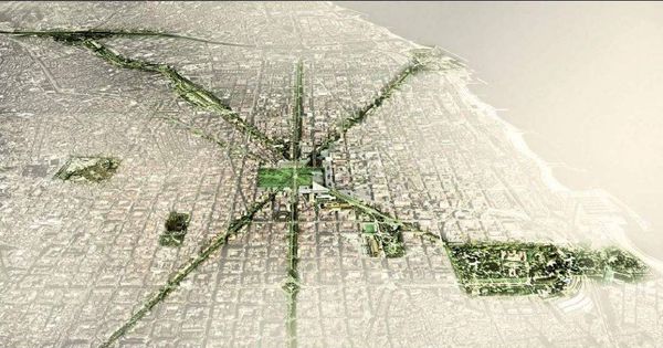 Foto: Vista aérea de Barcelona aparecida en el informe Plan Verde 2020.