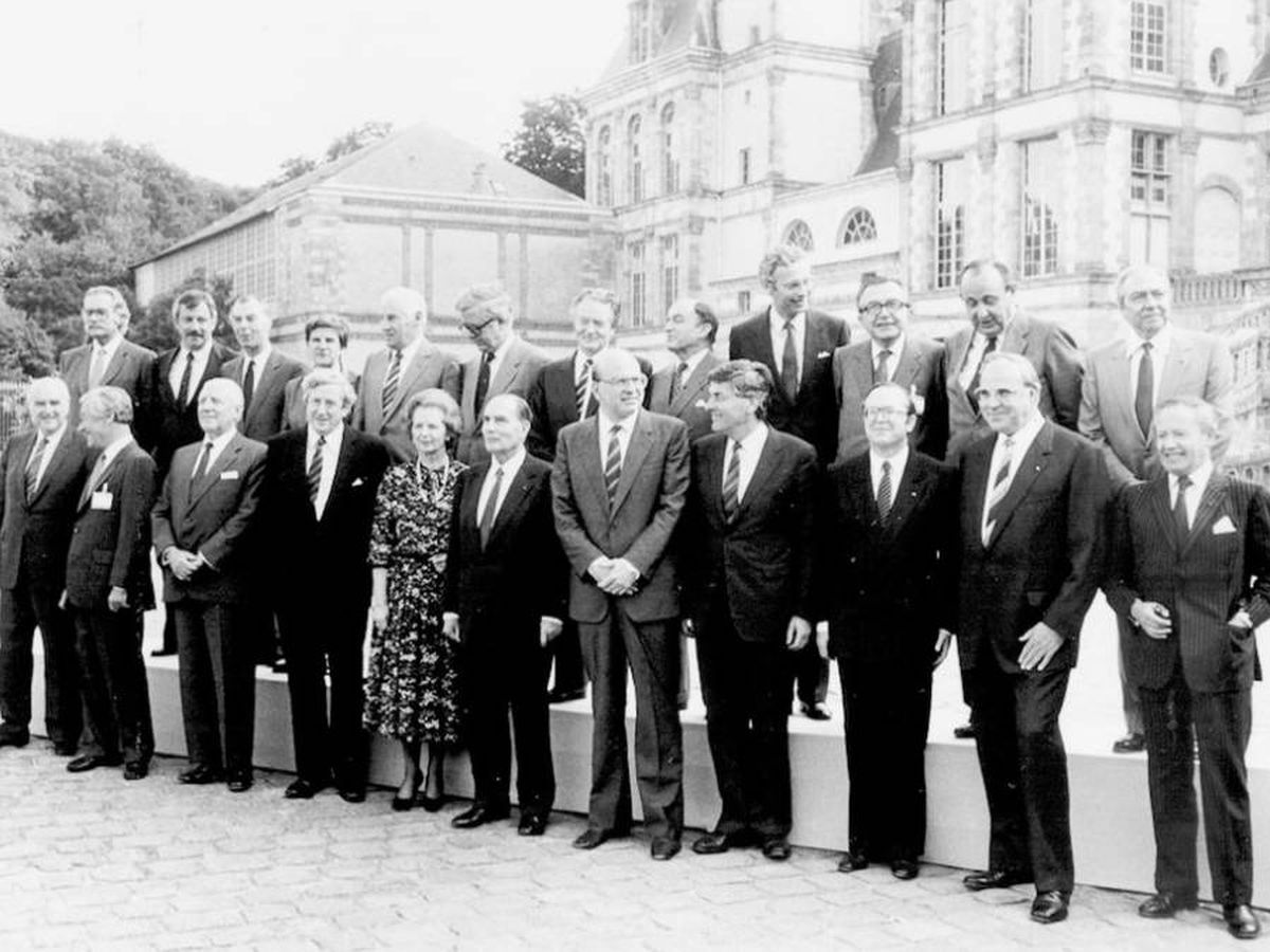Foto: Cumbre del Consejo Europeo en Fontainebleau sobre el 'cheque' británico. (Isopress-Sénépart/Zamboni, Gino)