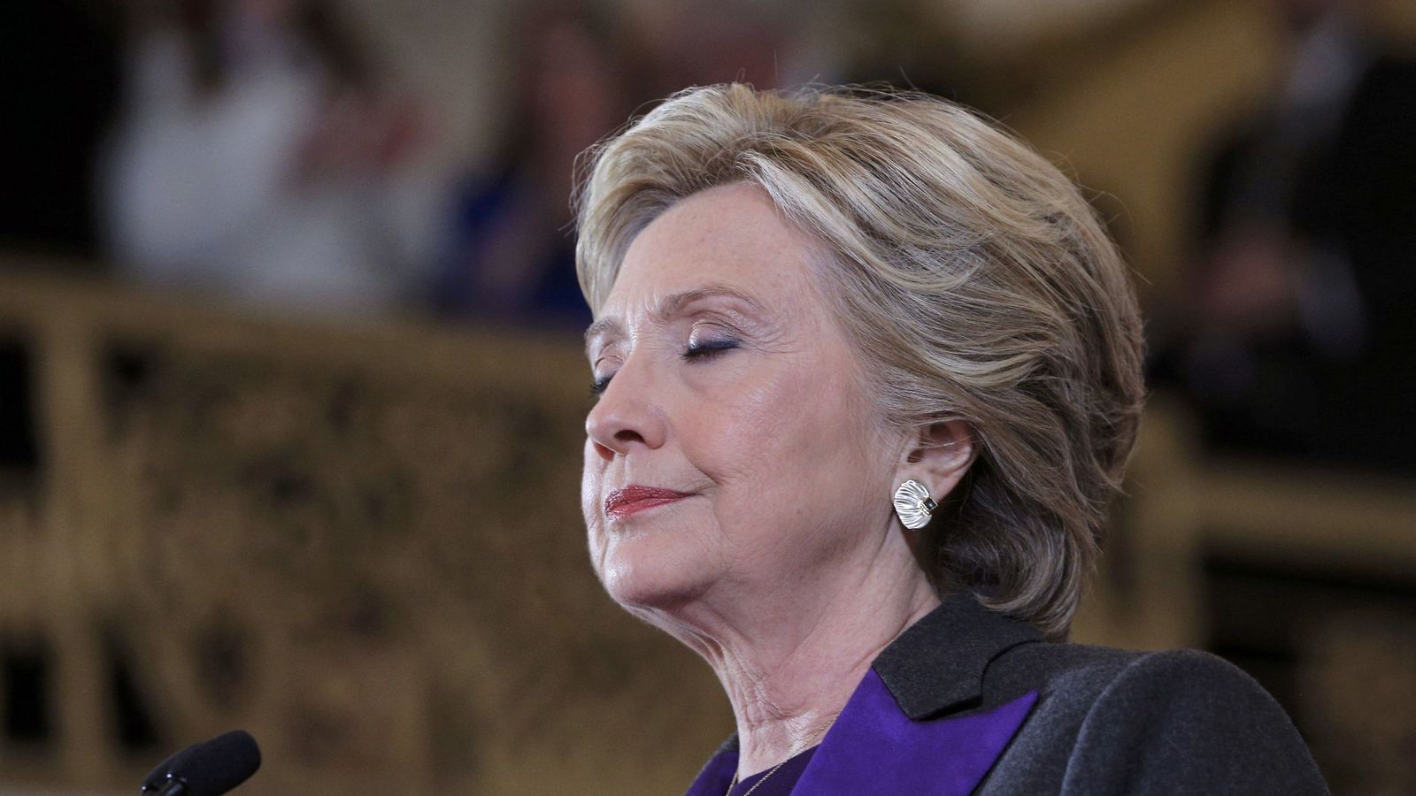 Foto: Hillary Clinton, durante su comparecencia al conocer la derrota electoral (Reuters)