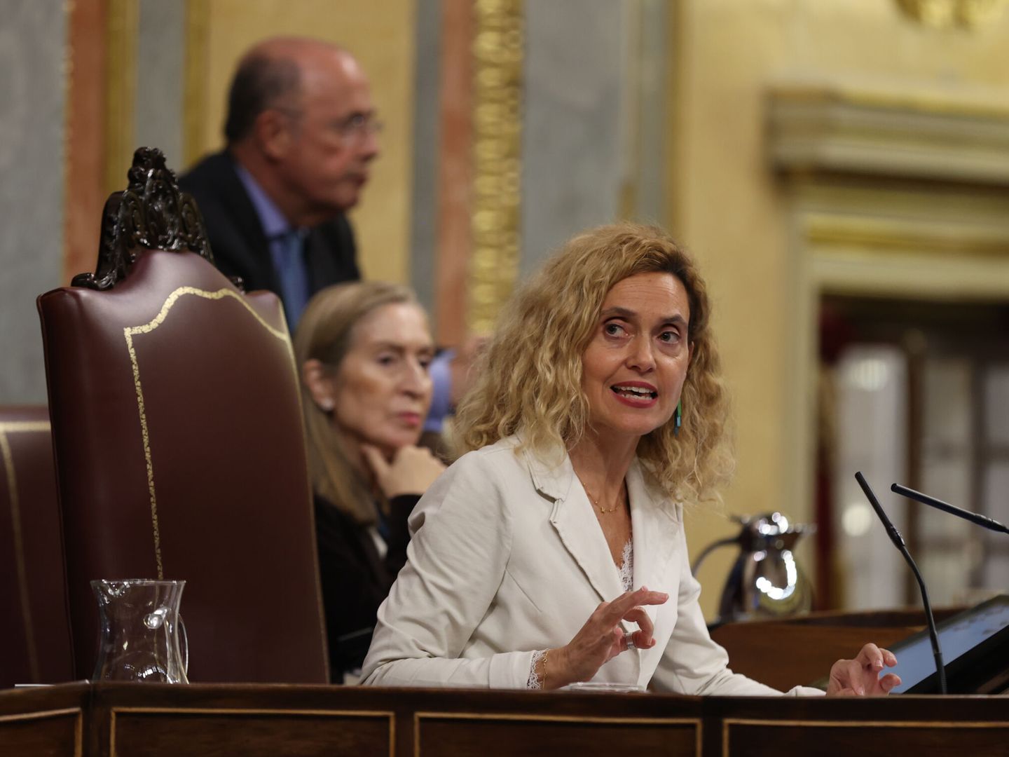 La presidenta del Congreso, Meritxell Batet, durante el pleno de este jueves. (EFE/Kiko Huesca)