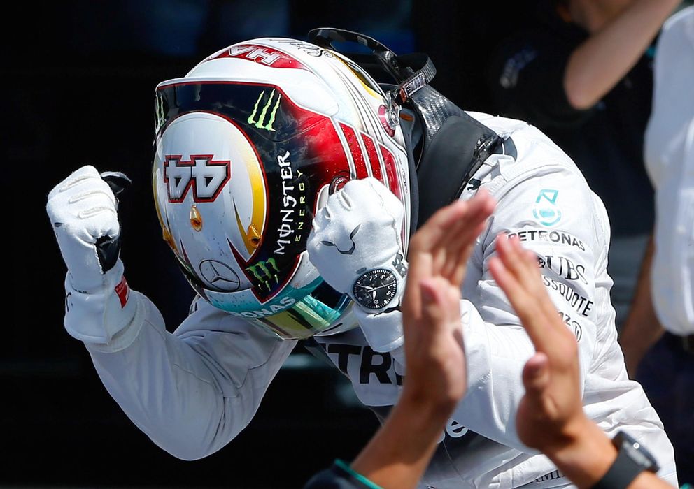 Foto: Lewis Hamilton celebrando su victoria.