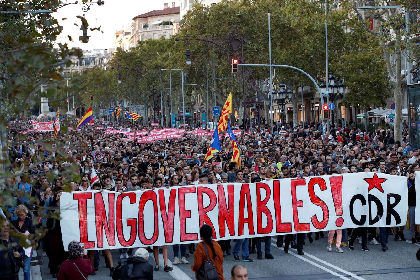 Manifestación de los CDR en el centro de Barcelona. (EFE)