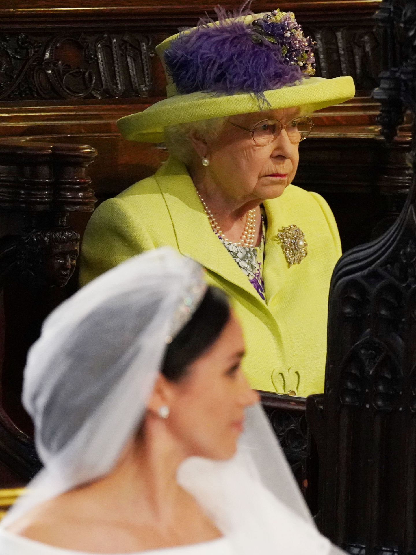 La reina Isabel, en la boda de Meghan y Harry. (Reuters)