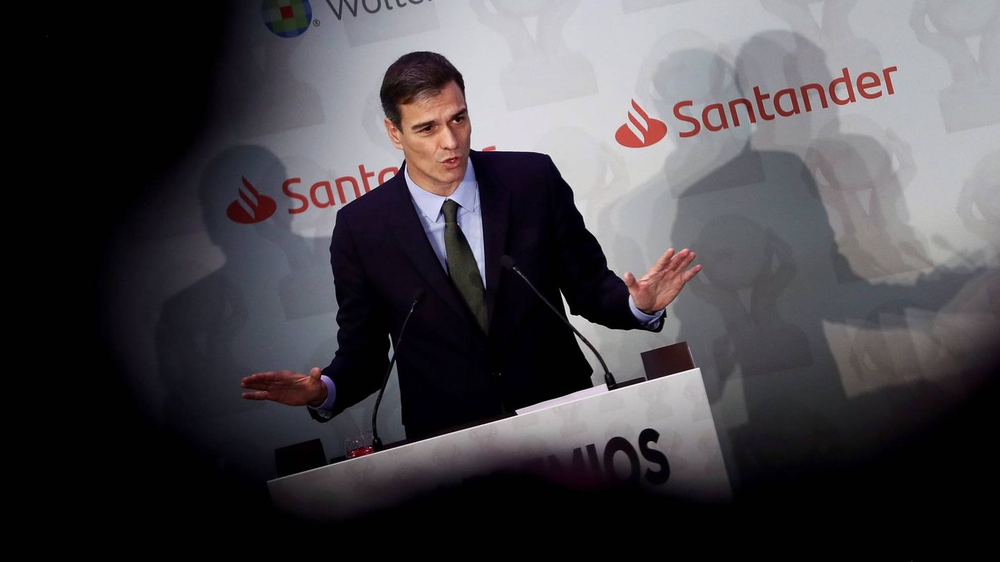 El presidente del Gobierno, Pedro Sánchez, durante su intervención. (EFE)