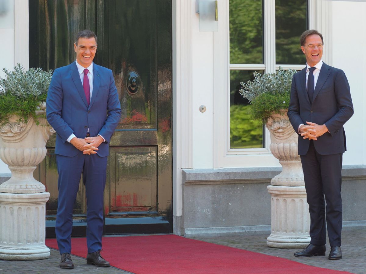 Foto: El presidente del Gobierno español, Pedro Sánchez (i), junto al primer ministro holandés, Mark Rutte (d). (EFE)