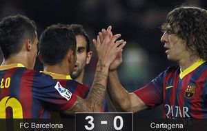 La rodilla de Puyol supera la prueba y aguanta el trámite copero del Barça
