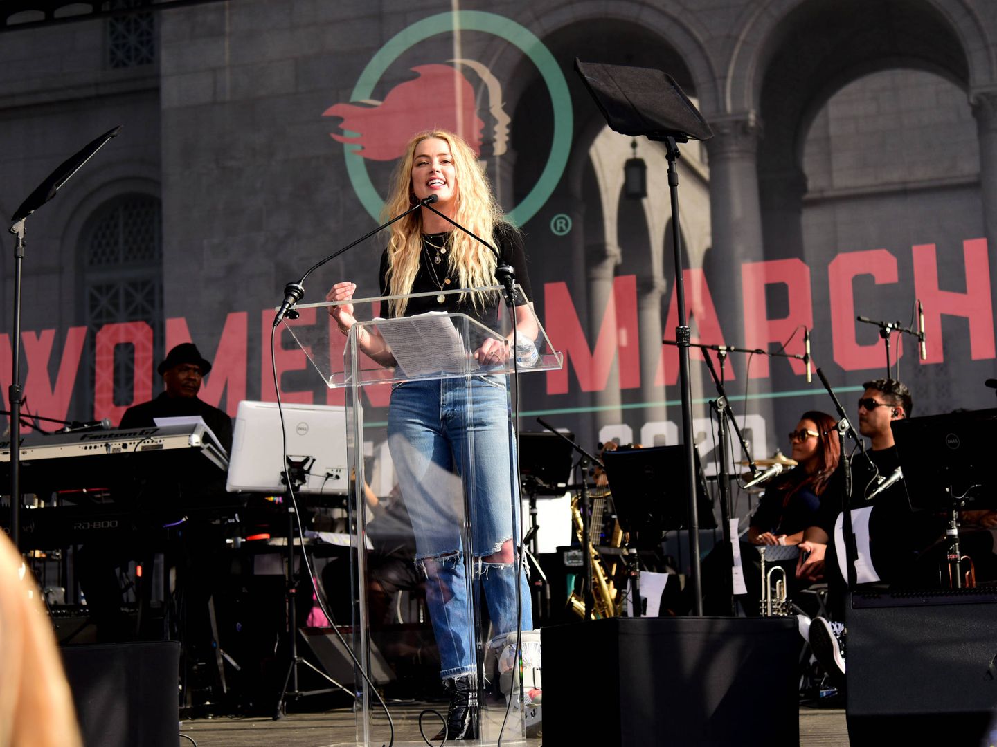 Amber Heard, en la Marcha por las Mujeres de Los Ángeles el mes pasado. (Getty)