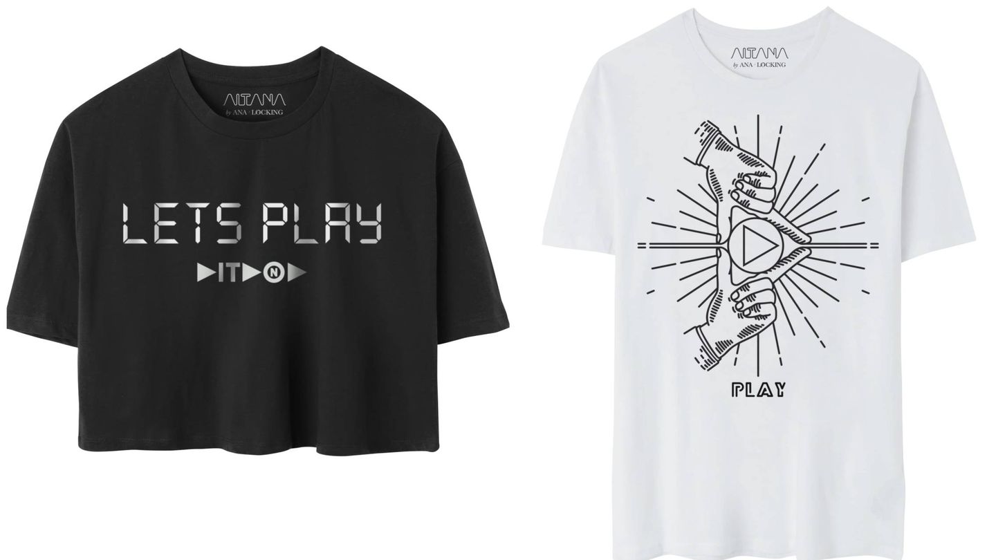 Camisetas del 'Play Tour' de Aitana. (Cortesía)
