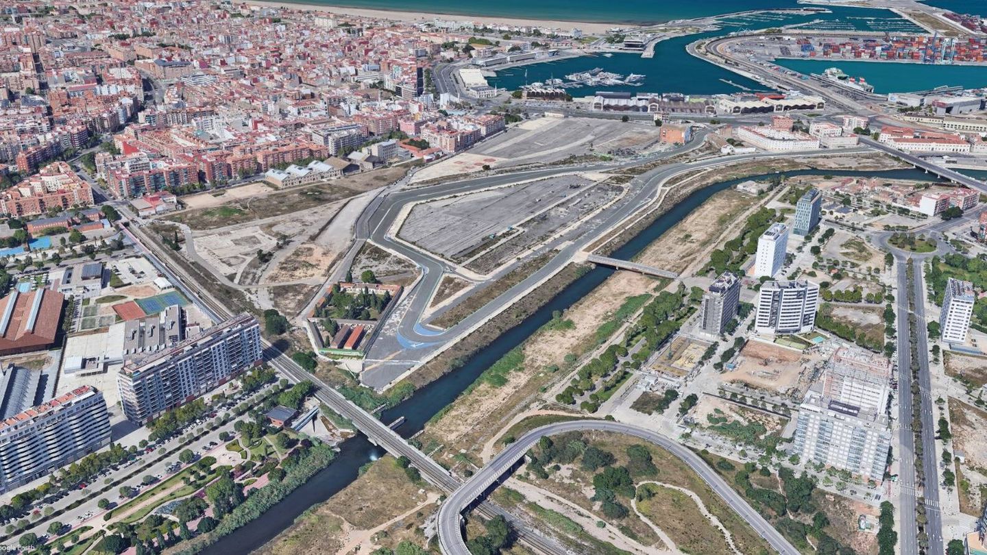 En el centro, la pastilla con el antiguo circuito urbano de Fórmula 1 de Valencia. 